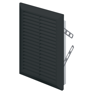 Square Louvered Vent 100mm Black Flyscreen