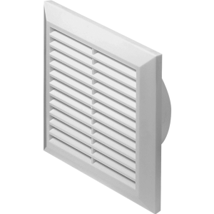 Square Louvered Vent 125mm Spigots White Flyscreen