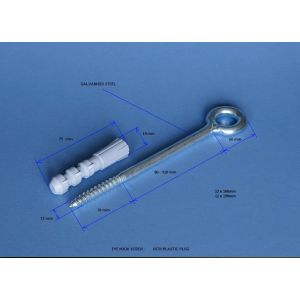 ZAKU EWI EYE HOOK SCREW 12 X 190mm (Inc. D:16 Nylon Plugs)