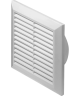 Square Louvered Vent 150mm Spigot White Flyscreen